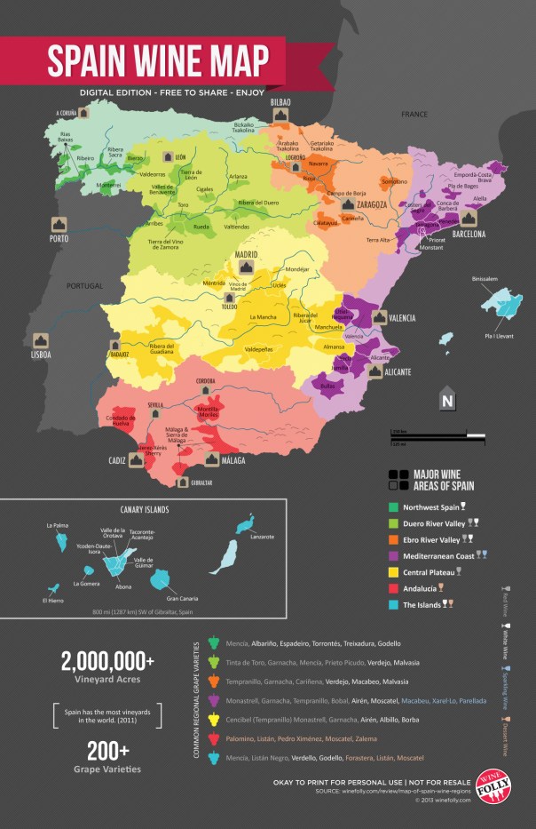 Wine - Spanish Wine Regions Map